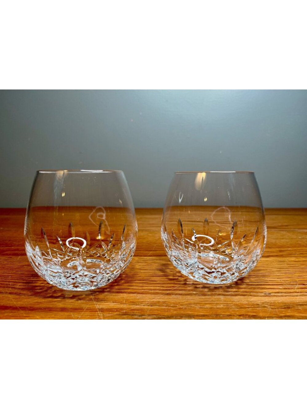 Set of  2 Waterford Crystal  Lismore Essence Stemless Wine Glass